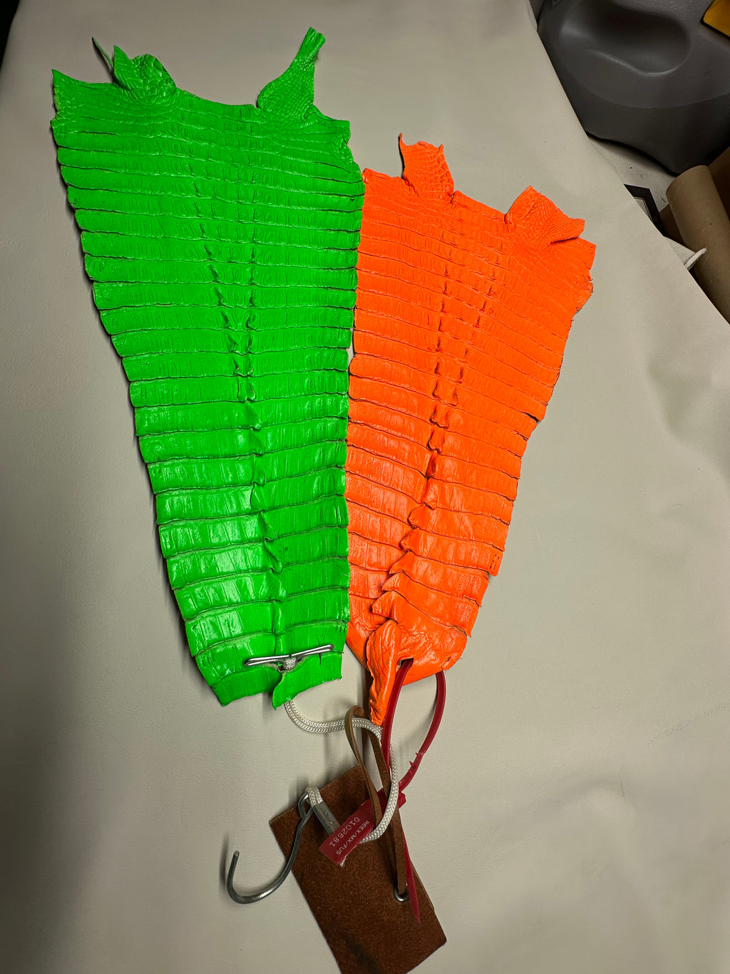 Croc Green and Orange Leather