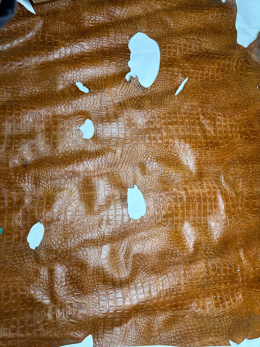 Embossed Cowhide Croc Light Brown Leather