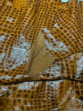 Cowhide Croc Pattern Brown Mustard Leather