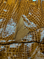 Cowhide Croc Pattern Brown Mustard Leather