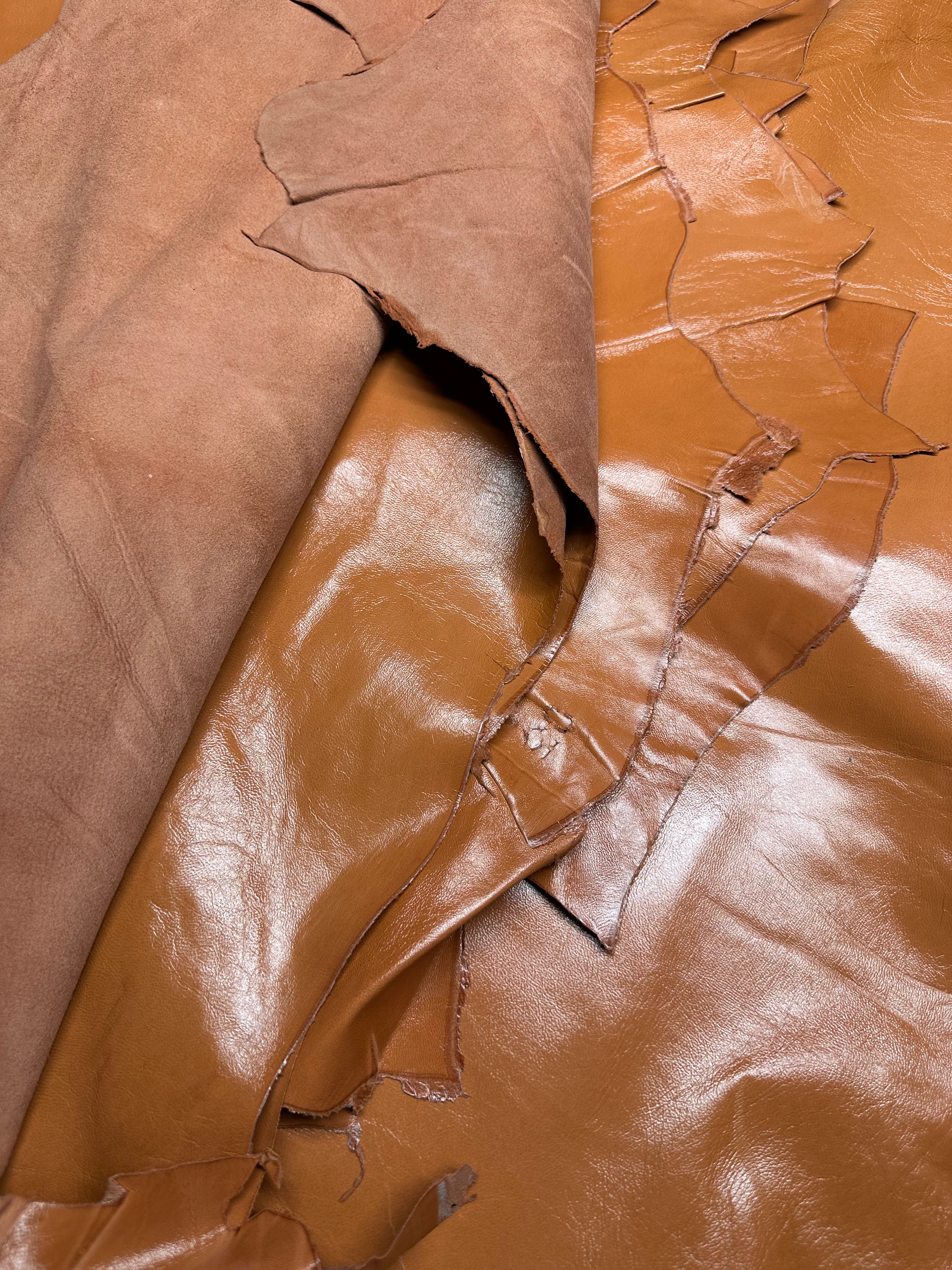 Cowhide orange Brown Leather