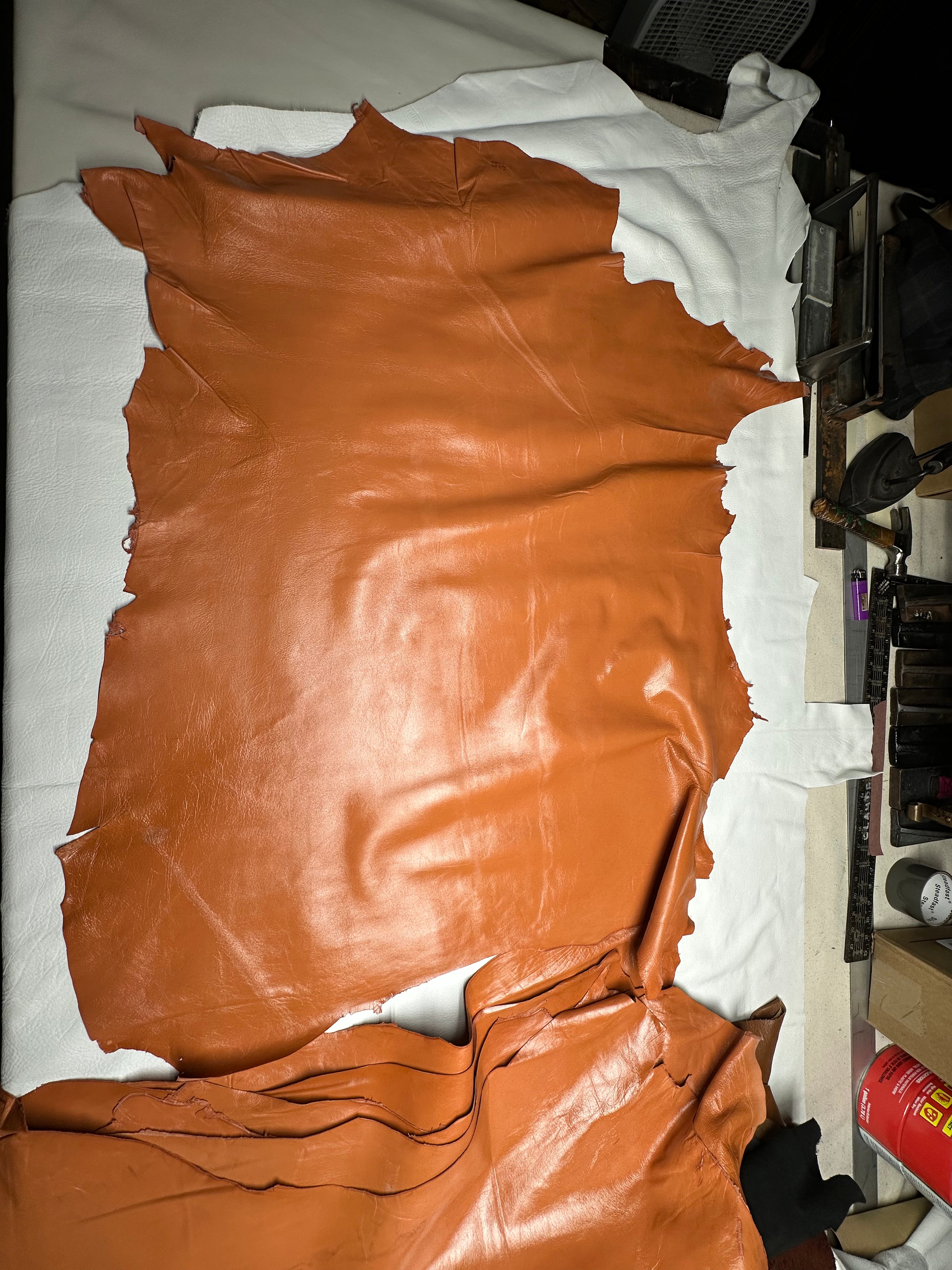 Cowhide orange Brown Leather