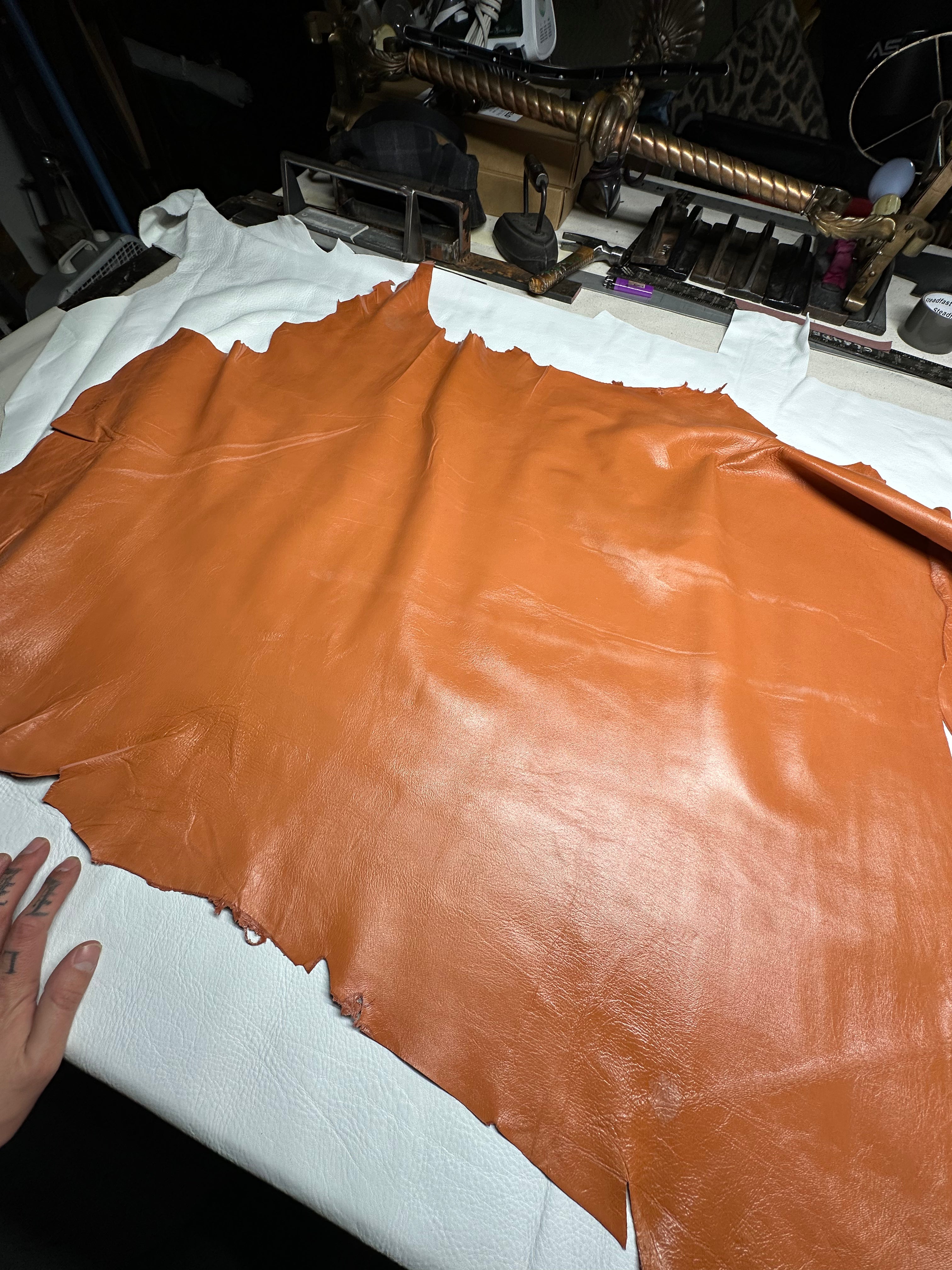 Cowhide orange Brown Leather