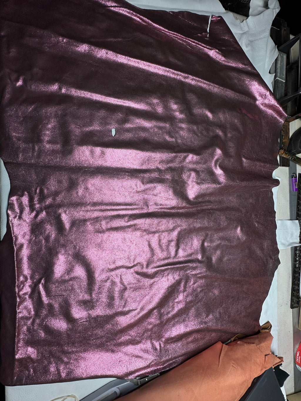 Cowhide Pink Metallic Leather