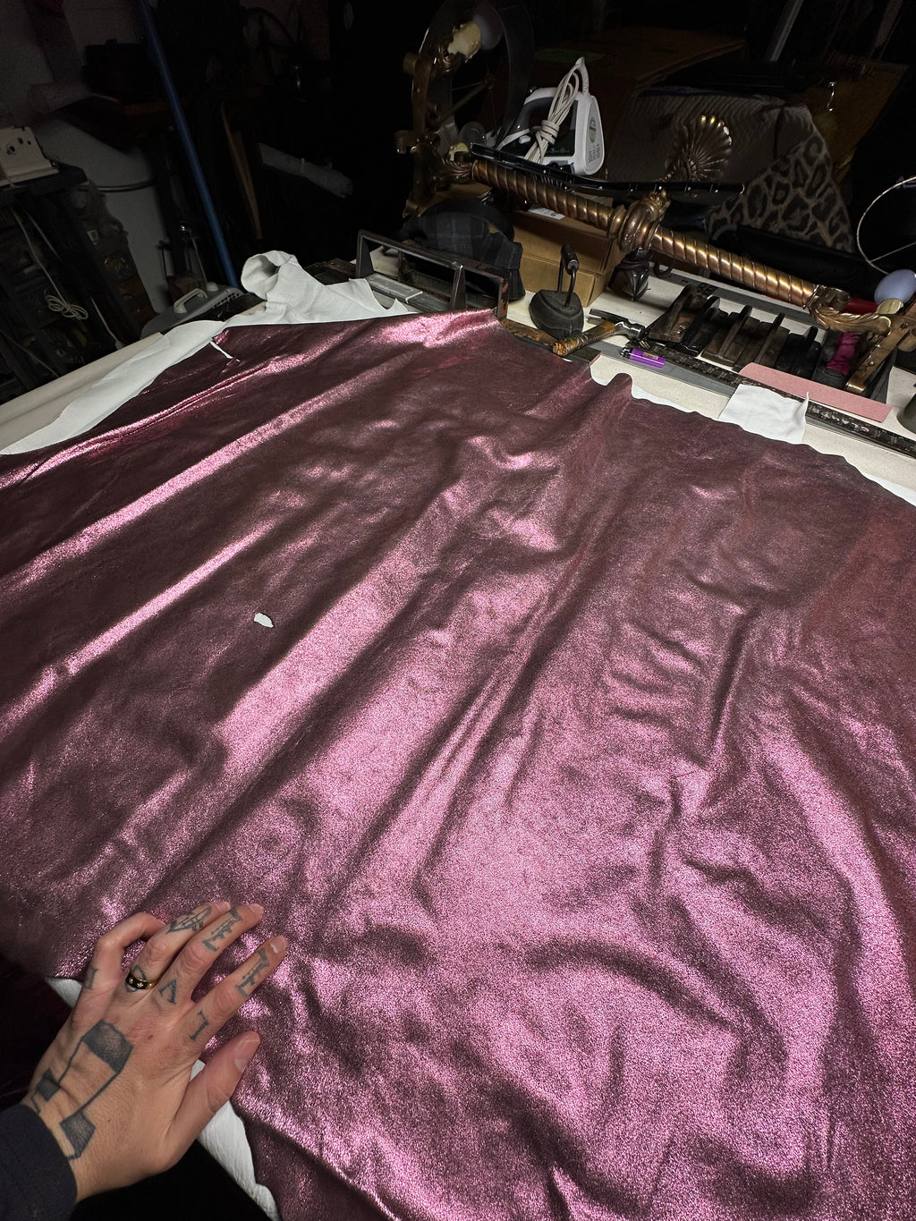 Cowhide Pink Metallic Leather
