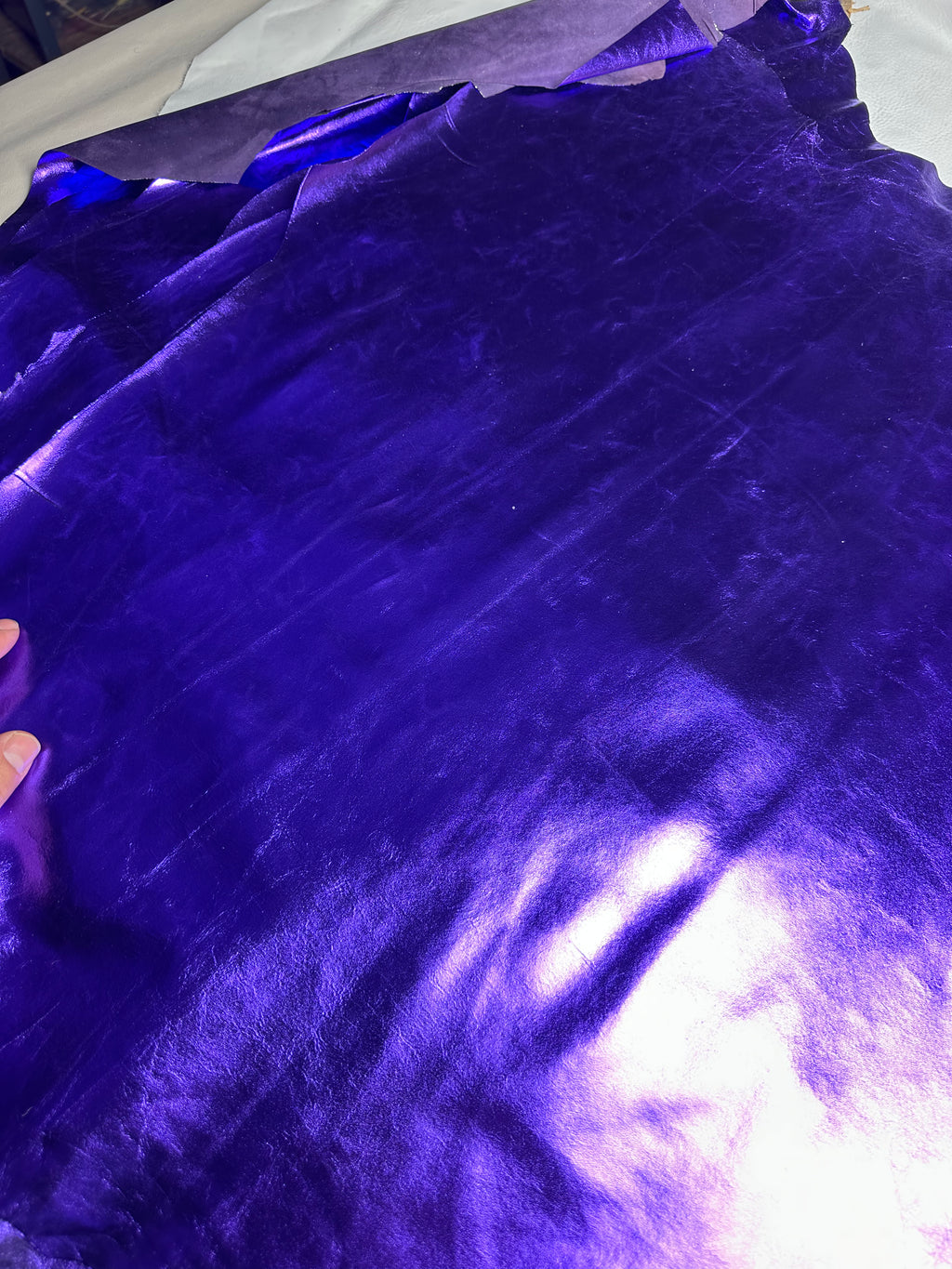 Lambskin Fluorescent Purple Metallic Leather