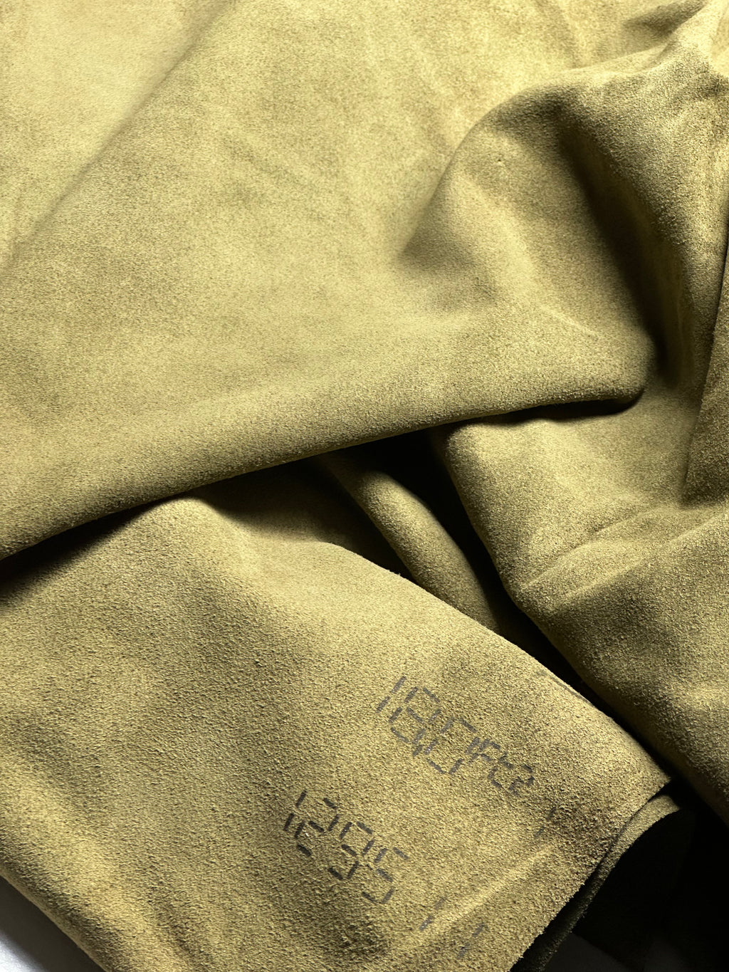 Cowhide Suede Green Olive Leather