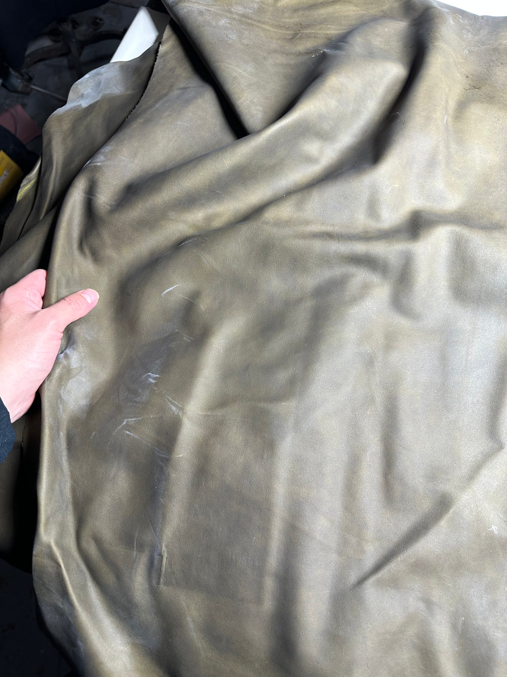 Lambskin with suede green Leather