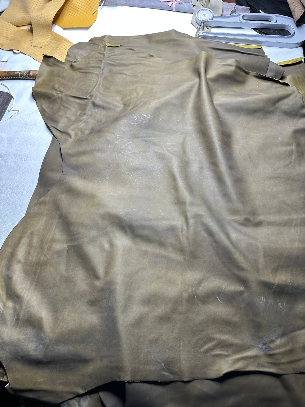 Lambskin with suede green Leather