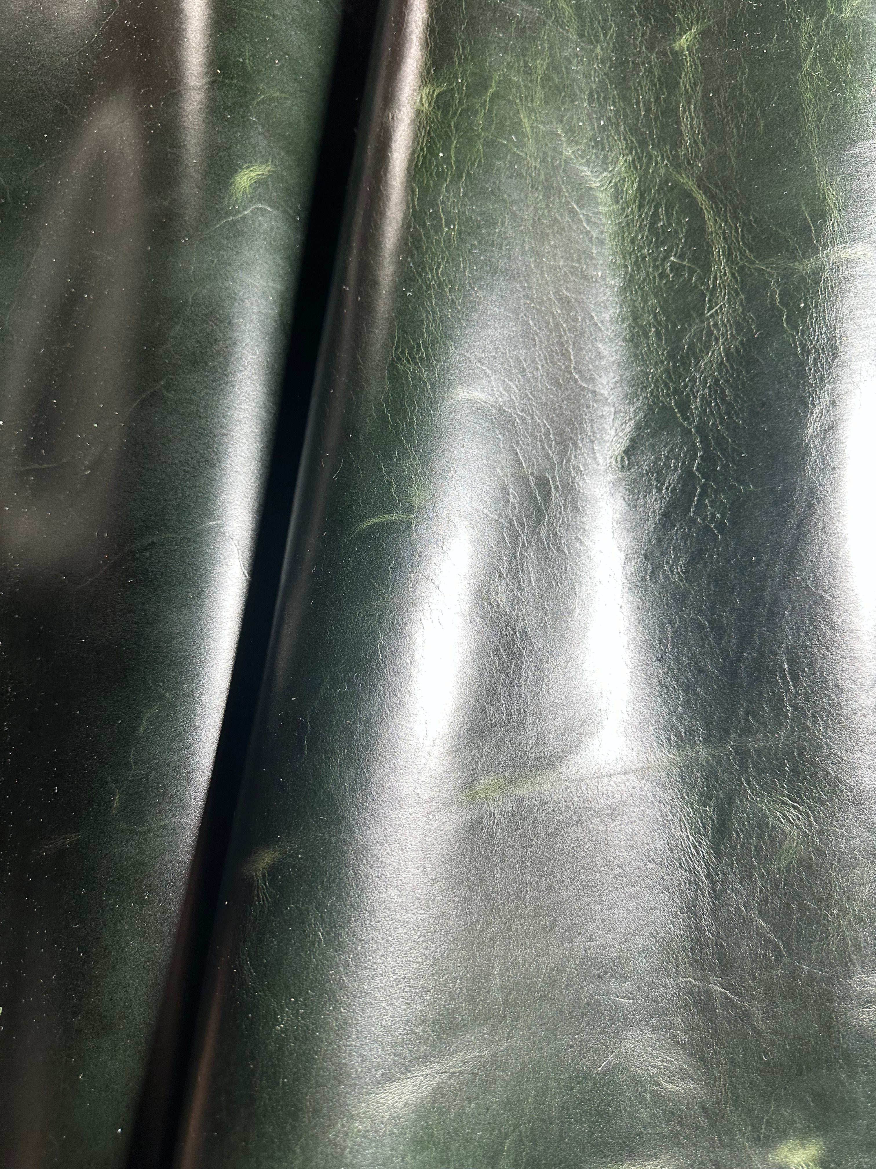 Cowhide Dark Green Leather