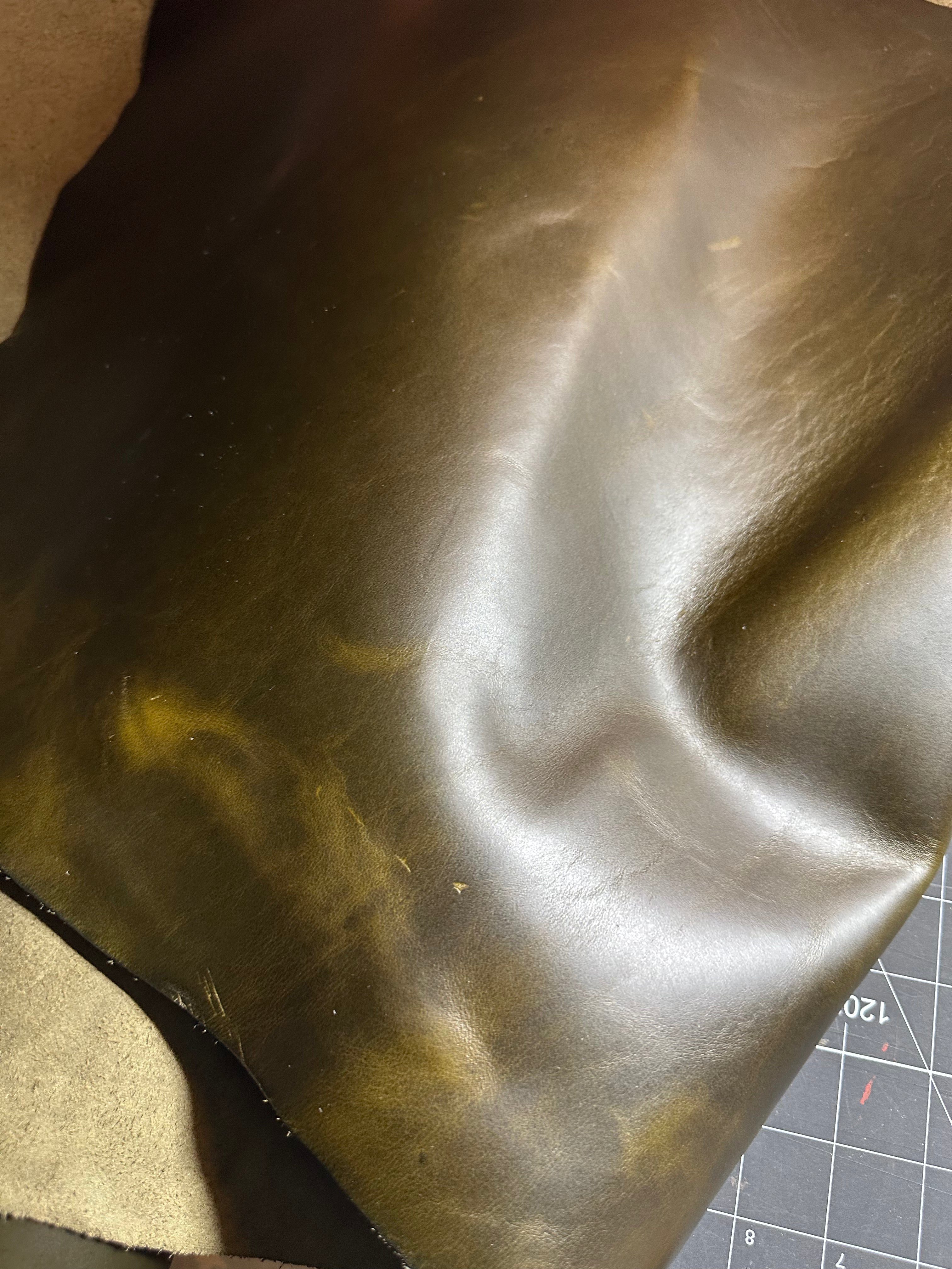 Cowhide Dark Olive Green Leather