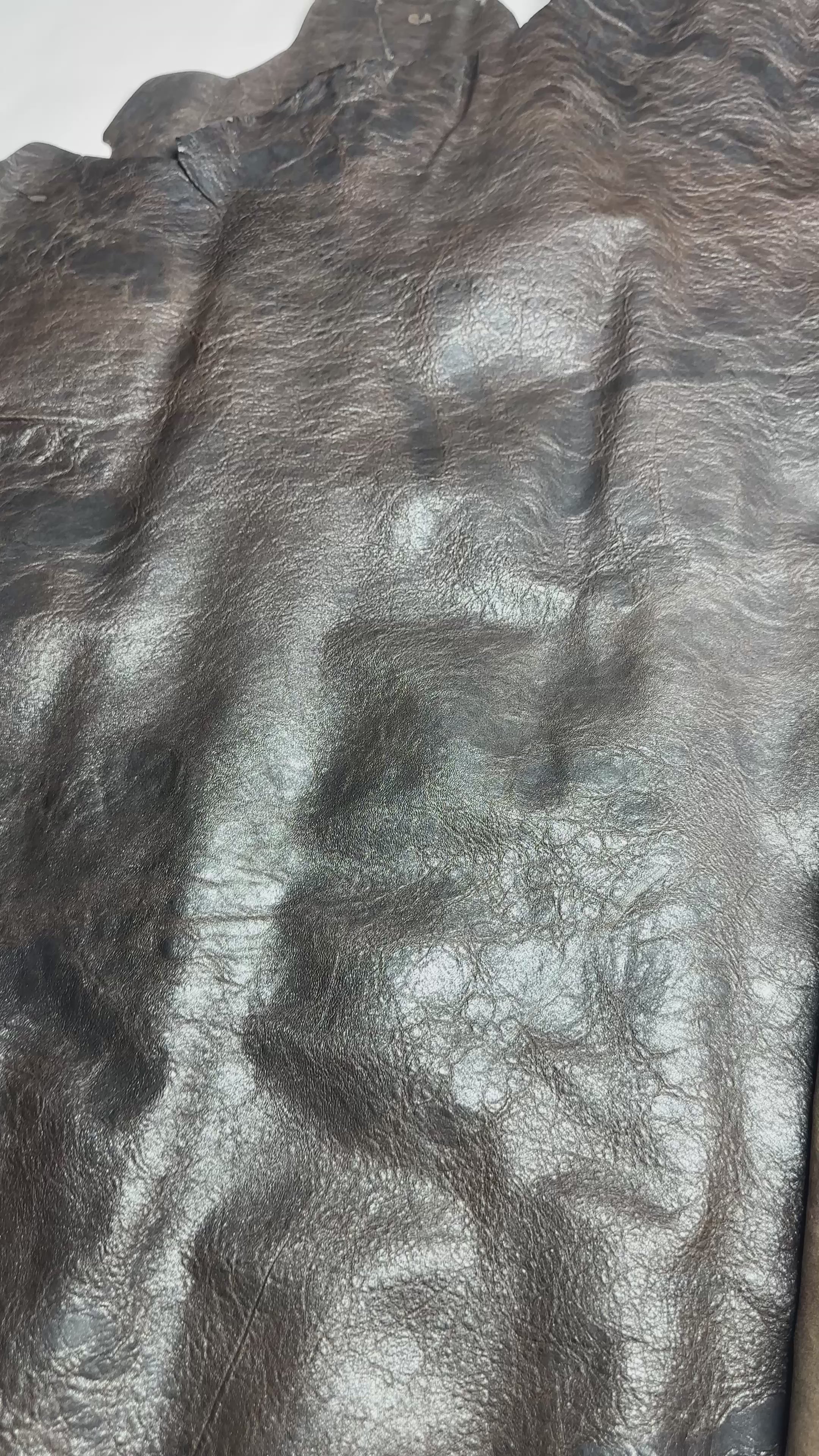 Cowhide Dark Brown w black tones Leather