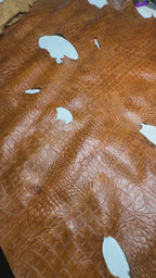 Embossed Cowhide Croc Light Brown Leather