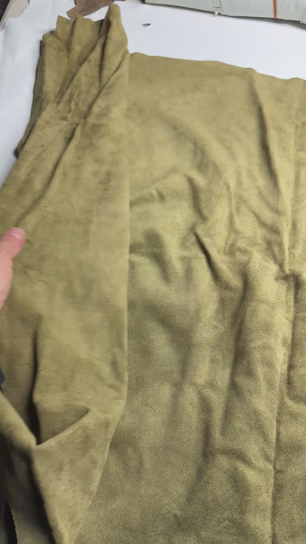 Cowhide Suede Green Olive Leather